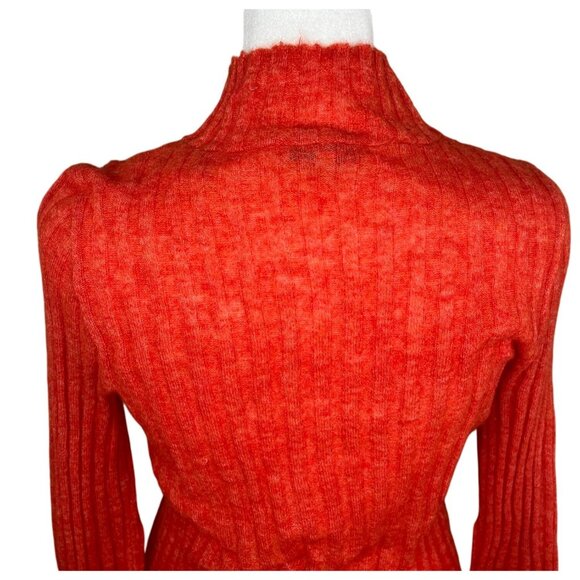 Madewell Womens Harry Sheer Ribbed Red Alpaca Long Sleeve Mockneck Sweater Small - Picture 11 of 14
